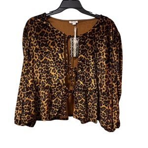 NWT Ultra pink Leopard Print Blouse velvet size XL